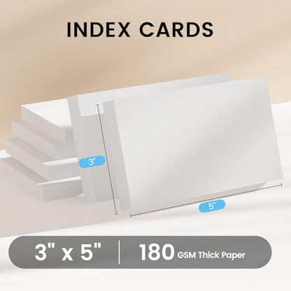300sheets Index Cards 3x5 Inch, White Flash Cards, Blank Note Cards | Ciphyfee Notecard 3x5 Paper For Studying, School Supplies, College, Office And Home Organization, Note Taking Supplies - color: White