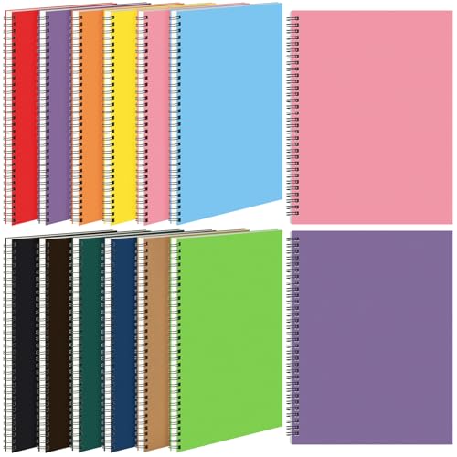 Leelosp 12 Pcs Small Spiral Notebook Lined Spiral Journal College Ruled Notebook Wire Bound Kraft Cover, 120 Pages for Work (Multicolor,8.5 x 11 Inch) - color: Multicolor, size: 8.5 x 11 Inch