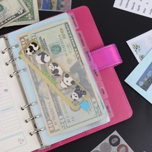 Mogoostry 12pcs A6 Binder Pocket 6Tabs Cash Envelopes with Label Sticker A6 Budget Sheets 2 Pockets Binder Divider Inserts Frosted Money Organizer - color: 12pcs Frosted Envelope