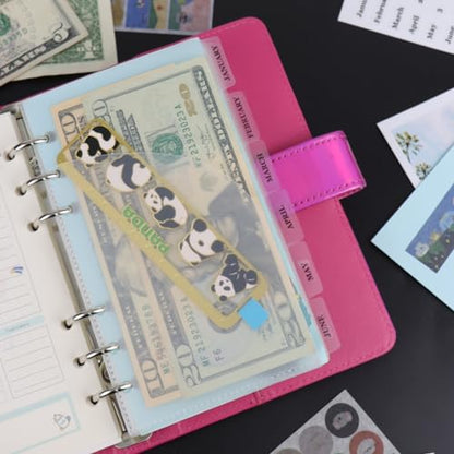 Mogoostry 12pcs A6 Binder Pocket 6Tabs Cash Envelopes with Label Sticker A6 Budget Sheets 2 Pockets Binder Divider Inserts Frosted Money Organizer - color: 12pcs Frosted Envelope