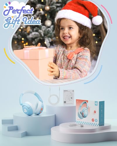 awatrue Kids Bluetooth Headphones, 85dB Volume Limiter, Foldable Wireless Over-Ear Headphones for iPad, Travel, 75H Playtime, Bluetooth 5.4, Built-in Mic, Blue - color: Blue
