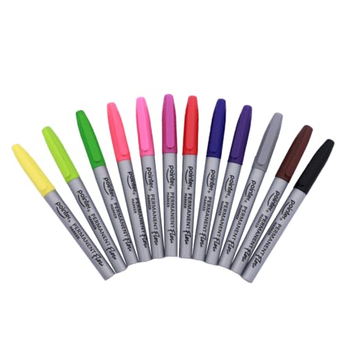 Pointer Permanent Markers, 12 Vibrant Colors – Fine Tip, Quick-Dry, Fade-Resistant Ink for Home, School, Office & Crafts