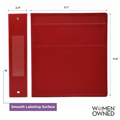 Carstens 2-Inch Heavy Duty 3-Ring Binder - Side Opening, Brick Red, Durable Plastic, Precision No-Gap Rings, Waterproof Covers, No Pockets, Holds 300 US Letter Sheets, BPA-Free, Made in USA (2828-3R) - color: Red, size: Individual
