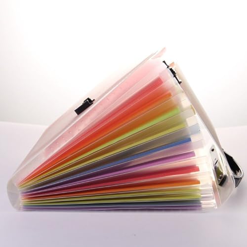 Large Capacity Accordion File Organizer 13 Pockets A4 Rainbow Expanding File Folder for Cards, Letter, A4 Paper, Document - size: Double Buckle