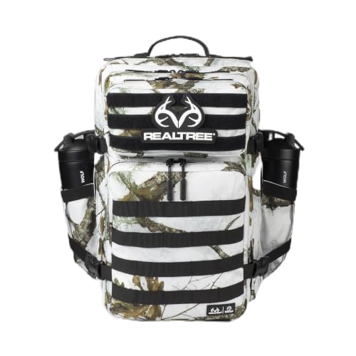 WOLFpak 45L Athletic Gym Backpack - Durable 1000D Waterproof Oxford Material with MOLLE Webbing, Laptop Pocket - color: Realtree Apx Snow
