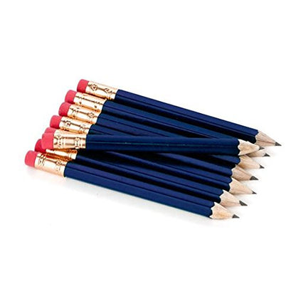 Half Pencils with Eraser - Golf, Pew, Short, Mini - Hexagon, Sharpened, Non Toxic, #2 Pencil, Color - Navy Blue, (Box of 36) Golf Pocket Pencils ™