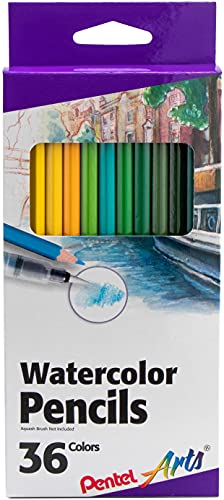 Pentel Arts Watercolor Pencil Set - Assorted Colors, 36-Pack (CB9-36) - size: 36 Pack, style: Watercolor Pencil