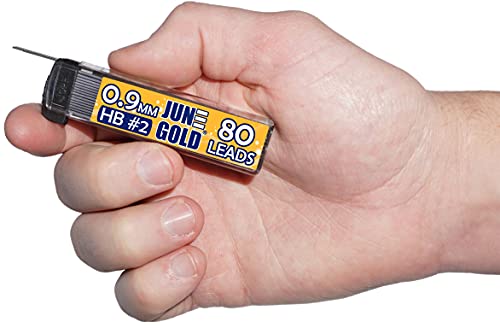 June Gold 960 Pieces, 0.9 mm HB #2 Lead Refills, 12 Dispensers, 80 Pieces Per Dispenser, Bold Thickness, Break Resistant Lead/Graphite - style: 0.9 mm