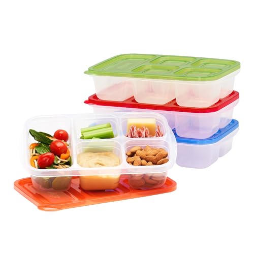 Bentgo Easyboxes - Reusable 5-Compartment Food Containers, Stackable 8-Piece Set, 4 Trays & 4 Lids, BPA-Free Food Storage for Meal Prep, School, & Work; Lunch Boxes with Patented Design (Classic) - color: Classic