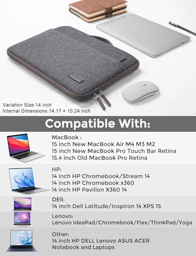 DOMISO 14 inch Laptop Case Sleeve Protective Cover Compatible with 15 inch MacBook Air M4 M3 M2,MacBook Pro,14-15 inch HP Dell ASUS Lenovo Chromebook,Waterproof Computer Cases Bag,Dark Grey - color: Dark Grey, size: 15" for Macbook Air