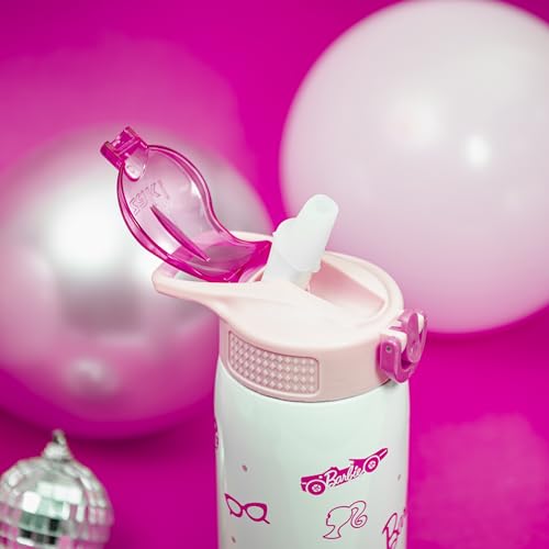 Zak Designs Barbie Porter Water Bottle for Travel and At Home, 19 oz Vacuum Insulated Stainless Steel with Locking Spout Cover, Built-In Carrying Loop, Leak-Proof Design (Barbie) - color: Barbie