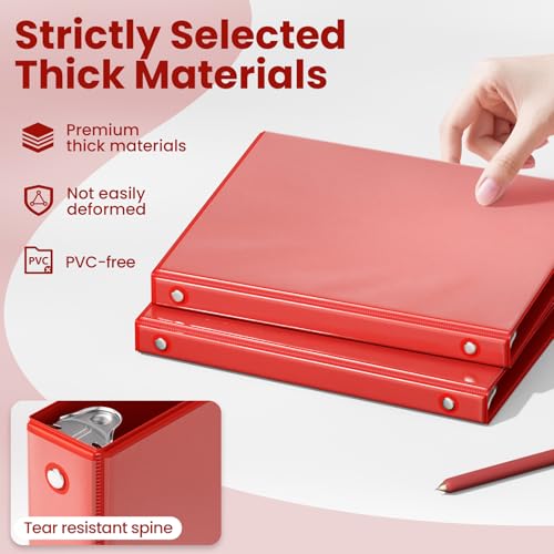 SUNEE 1.3cm(1/2인치) 바인더 3링 6팩, 3링 바인더 1.5cm(1/2인치) 클리어 뷰 PVC 프리 (21.6 x 27.9cm(8.5 x 11인치) 적합), 학교 바인더 또는 사무실 바인더 용품용, 클래식 6가지 - color: 클래식 모음, size: 0.5 Inch