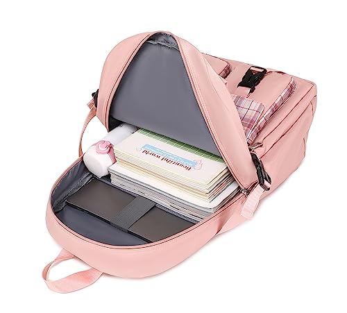 Acmebon Girl Roomy Fashion Laptop Backpack Set Casual Daypack Set for Women Pink - color: Pink