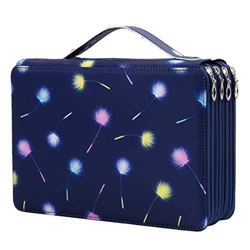 Portable Colored 200 Slots Pencil case Organizer with Printing Pattern for Watercolor Pens or Markers, Pencil Case Organizer for Artist - color: A-Dandelion, size: 200