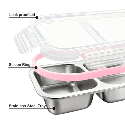 Stainless Steel Bento Box (2+3 Compartments Pink) - color: 2+3 Compartments Pink