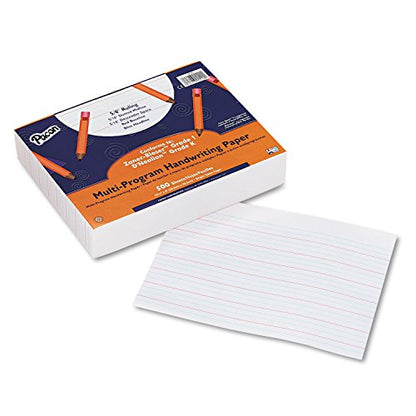Pacon 2420 Multi-Program Handwriting Paper, 5/8-Inch Long Rule, 10-1/2 x 8, White, 500 Shts/Pk - size: 10 1/2" x 8" (Pack of 1), style: Kindergarten & Grade 1