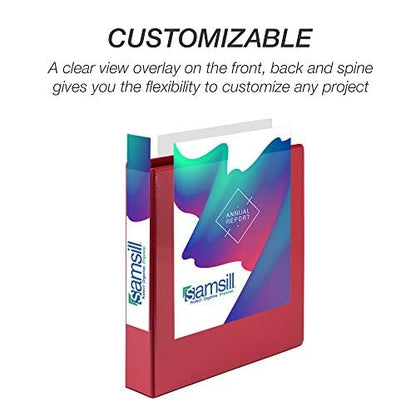 Samsill 4 Pack Durable 1.5 Inch 3 Ring Binders, Round Ring, Clear View Cover for Presentations, Red - color: Red, size: 1.5-Inch
