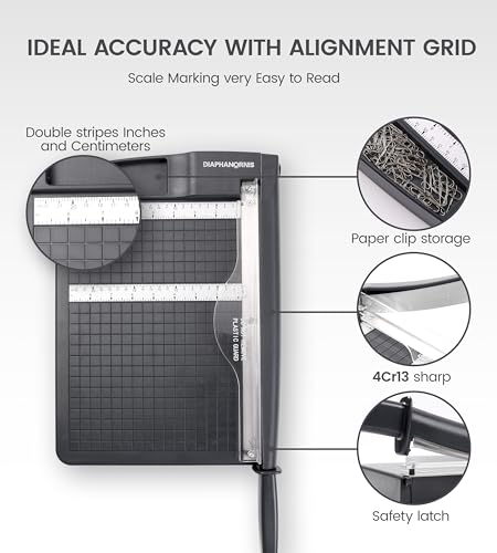 Paper Cutter,Paper Trimmer12" Cutting Length Heavy Duty Guillotine Paper Slicer with Safety Guard and Blade Lock,12 Sheets Capacity,Ideal for Offices,Homes,Printing Shops,Photo Studios - color: Grey