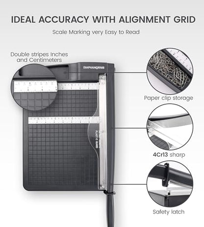 Paper Cutter,Paper Trimmer12" Cutting Length Heavy Duty Guillotine Paper Slicer with Safety Guard and Blade Lock,12 Sheets Capacity,Ideal for Offices,Homes,Printing Shops,Photo Studios - color: Grey