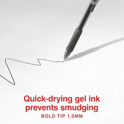 STAPLES ProGel™ Retractable Gel Pen, Bold Point, 1.0mm, Black Ink, 5/Pack - color: Black, size: 5 Pack, style: 1.0mm