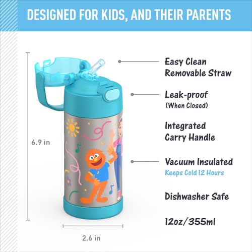 THERMOS FUNTAINER Water Bottle with Straw - 12 Ounce - Kids Stainless Steel Vacuum Insulated Water Bottle with Lid, Ms. Rachel - color: Ms. Rachel