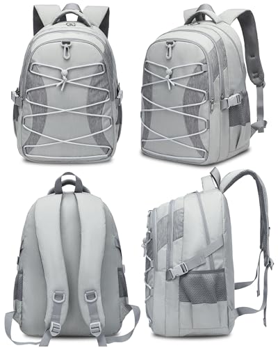 BLUEFAIRY Middle High School Backpack for Boys Girls Large Bookbag with Laptop Compartment Back to School Book Bags for Teens Teenagers Mochilas Escolares para Niños Niñas (Light Gray/Gray, Solid) - color: Light Gray/Gray
