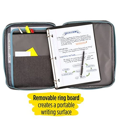 Five Star Zipper Binder, 1 Inch 3-Ring Binder with Round Rings, Carry-All with Pockets and 4-Tab Dividers, 375 Sheet Capacity, Gray/Mint (29092BH0) - color: Gray/Mint