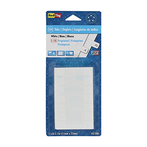 Redi-Tag, RTG31000, Permanent Stick Write-On Index Tabs, 104 / Pack , White - style: 104 Tabs