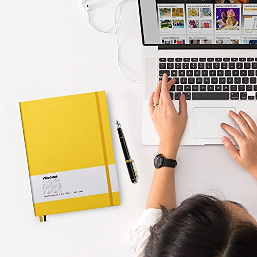 B5 College Ruled Notebooks - 2 Pack B5 Large Journal Notebooks with 376 Numbered Pages,100gsm Thick Lined Paper,Soft PU Leather Cover,7.6 X 10 inch(YELLOW) - color: Yellow