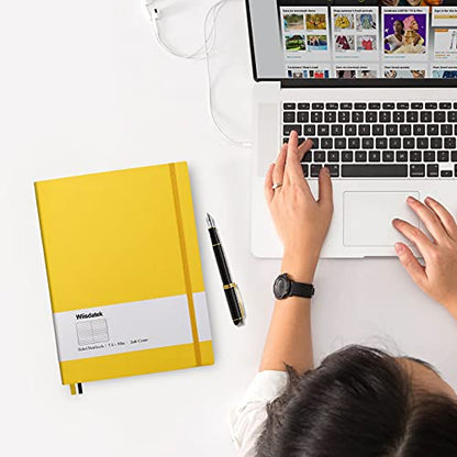 B5 College Ruled Notebooks - 2 Pack B5 Large Journal Notebooks with 376 Numbered Pages,100gsm Thick Lined Paper,Soft PU Leather Cover,7.6 X 10 inch(YELLOW) - color: Yellow