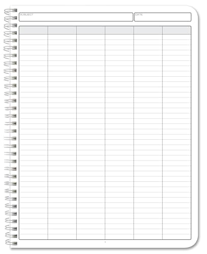 BookFactory 6 Column Log Book, Wire-O, 100 Pages | Columnar Notebook Format, 8.5'' x 11'' - Made in USA - size: 6 Column, style: Wire-O