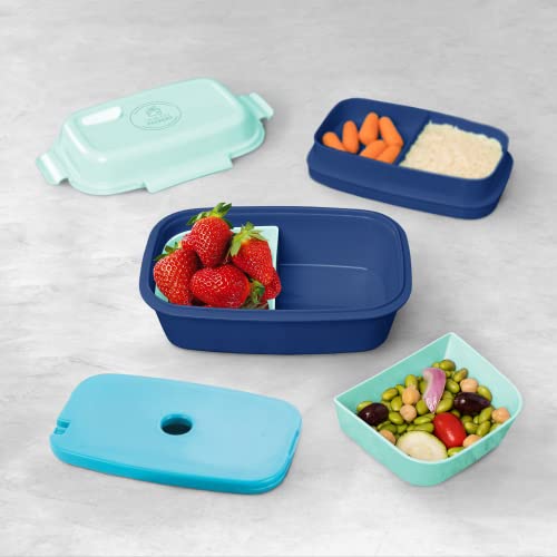 Ultimate Bento Box - Lunch Box for Kids & Adults with Removable Ice Pack - Leakproof, Multi-Compartment Food Container with Removable Containers - Microwave & Dishwasher Safe (Green, Blue, Green) - color: Green, Blue, Green