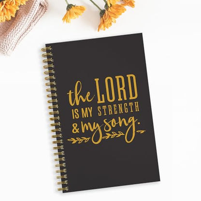The Lord Is My Strength And My Song Notebook / 5.5" x 8.5" Religious Spiral Notebook / 120 College Ruled Pages / Durable Twin Loop Gloss Laminated Cover / Gold Wire-o Spiral / Made in the USA - color: Multicolor