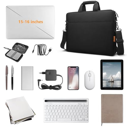 ZYB Waterproof Laptop Case 15 15.6 16 Inch Briefcase,Laptop Bag 15.6-16 Inch Sleeve with Shoulder Strap for 15.6-16 Inch Notebook Lenovo HP Acer ASUS DELL MacBook Pro 16 M5-M1 etc Messenger Bag-Black - size: 15 15.6 16 Inch