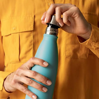 Mont-Clair Stainless Steel Water Bottle, Vacuum insulated - BPA Free, 12h Hot & 24h Cold Drinks, Metal Water Bottle 17 oz Leakproof, Ideal for Adult, Kids, Running - Light Blue - color: Light Blue, style: 17 Ounces