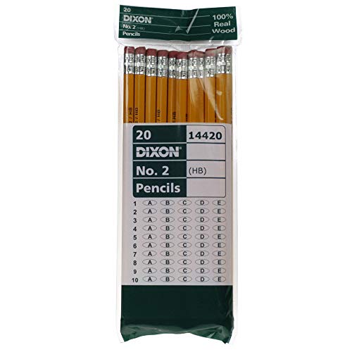 Dixon No. 2 Yellow Pencils, Wood-Cased, Black Core, 20-Pack (14420) - size: 1 Count (Pack of 20)