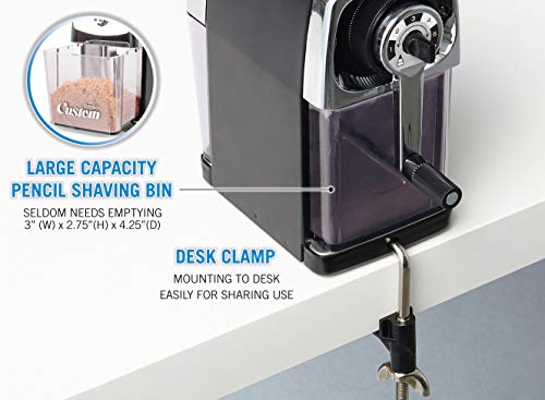CARL Pencil Sharpener, CC-2000, Black, 5-Point Selector. Manual, Quiet for Office and Home Desks, School Classroom, CUI19018 - color: Black