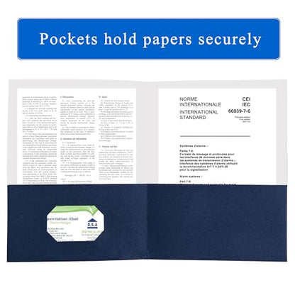 Zzrywuty 50 Packs Two Pocket File Folders with Business Card Slot,Textured Paper,Letter Size,Holds 100 Plus Sheets for School,Office,Business,Royal Blue - color: Blue-50pcs