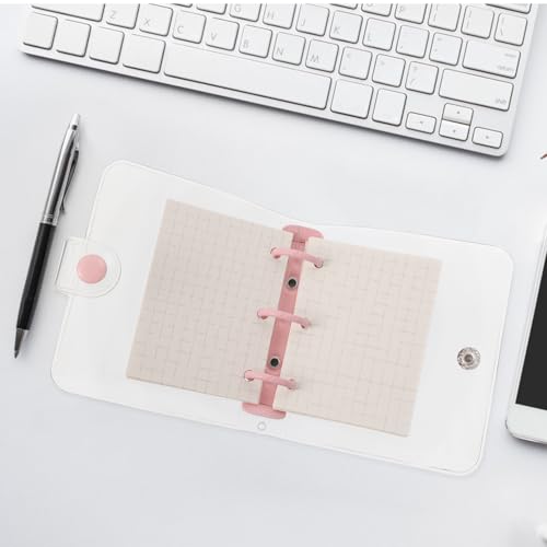 AUTSUPPL Mini Pvc Coil Memo Notebook with 3-hole Binder, Black Cover, 50-page Grid Insert, and Pvc Loose Leaf Pouch for Office and School Use