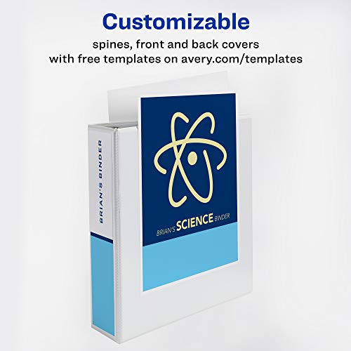 Avery® Standard View 3 Ring Binder, 2" Round Rings, 375-Sheet Capacity, 2.8 Inch Wide Spine, 1 White Binder, Ideal for Lightweight Organization and Occasional Referencing (05731) - size: 2"