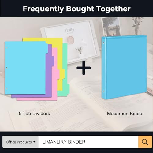 5-tabs 2 Set Binder Dividers with Tabs,Plastic Index with Label,Colorful Big Tab Dividers for 3 Ring Binder (10)