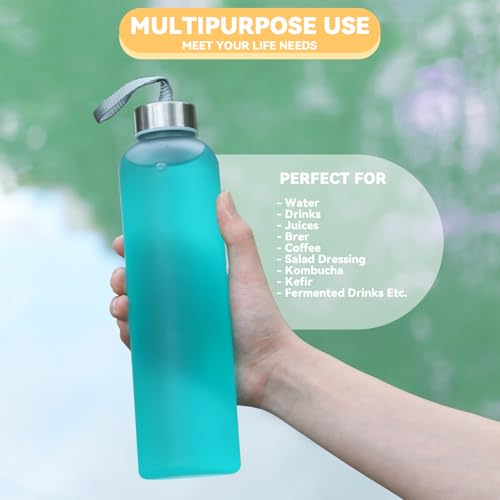 novelinks 6 Pack 27OZ Frosted Water Bottles with Stainless Steel Silver Lid,Leakproof Gym Bottles, Reusable Sport Water Jug for Fitness Camping Office - color: Frosted-27oz-6Pack