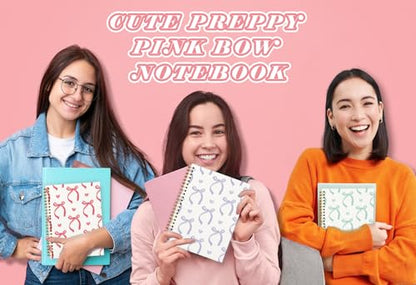 QUICQOD Preppy Purple Bow Spiral Notebook Journal for Teen Girls and Women | Cute Purple School Supplies for Girls, Coquette Hardcover Lined Notebook for Note Taking 5.5x8.3 Inch - color: Purple1