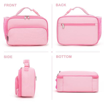 FlowFly Kids Lunch box Insulated Soft Bag Mini Cooer Back to School Thermal Meal Tote Kit for Girls, Boys,Pink - color: Pink#52