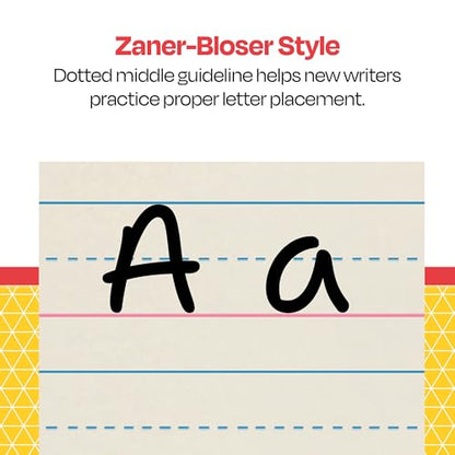 School Smart Zaner-Bloser Writing Paper, Handwriting Practice Lined Paper, Grade 3 Learning, 1/2 Inch Rule, 8 x 10-1/2 Inches, 500 Sheets - size: 8" x 10.5", style: 1/2 Inch Ruled