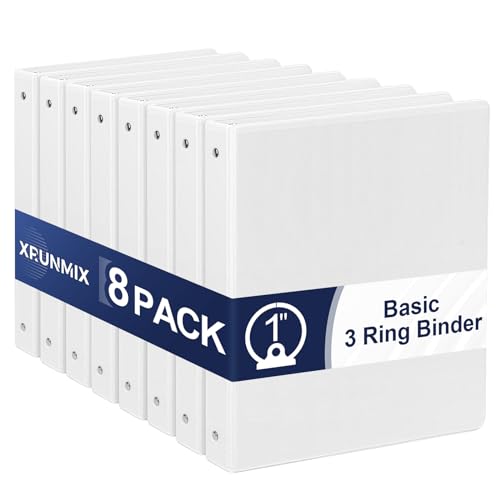 1-Inch 3-Ring-Binder with Pockets, 1'' Basic Binders 1-inch View Round Binders Holds 200 Sheets US Letter Size 8.5'' x 11'' - Bundle Packs Perfect for Home, Office, and School (1-inch) - size: 1-inch
