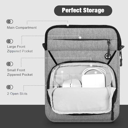 MoKo 9-11 Inch 360° Protection Tablet Sleeve Bag with Earphone Hole | Fits iPad Air 11-inch M4, iPadPro 11-inch M5, iPad A16, iPad 10/5/4 10.9-inch and Tab S8/S9 11-inch, Light Gray - color: Light Gray + Black, style: 9-11 Inch