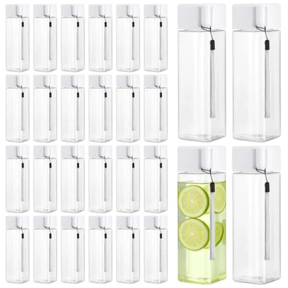 OMISTAR 30 PCS Water Bottles Bulk, 17 oz Plastic Water Bottles, Reusable Leak Proof Portable Water Bottle With Handle Strap for School Classroom Travel Camping Cycling Fitness (White) - color: White
