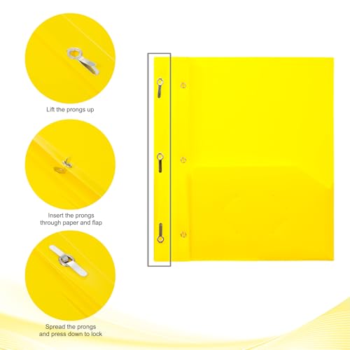 ViVin Plastic Folders with Pockets and Prongs,24 Pack,Heavy Duty 2-Pocket File Folder with 3 Fasteners,Fits Letter Size Paper,for School Home and Office(Bright Yellow) - color: Bright Yellow, size: 24 PACK