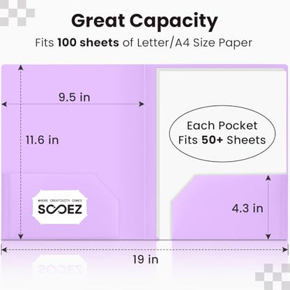 Sooez 6Pack Folders with Pockets, Pocket Folders with Extra Labels, Plastic Folders with Pockets, 2 Pocket Folders Bulk, Heavy Duty File Folders, School Folders Business Folder Office Filing Supplies - color: Candy Colors